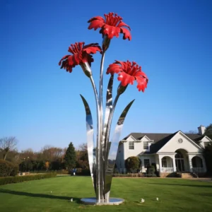 Metal Dianthus Flower Sculpture