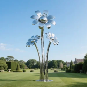 Metal Flower Daisy Sculpture