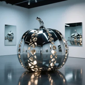 Metal Hollow Pumpkin Sculpture