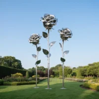 Metal Rose Flower Sculpture