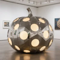 Metal Stainless Steel Pumpkin Sculpture