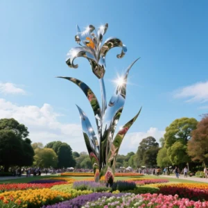 Outdoor Metal Sculpture Gladiolus For Sale