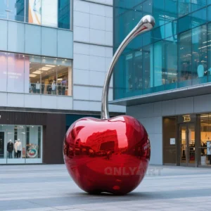 Painted Red Cherry Statue