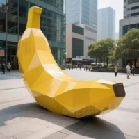 Yellow Geometric Banana Statue