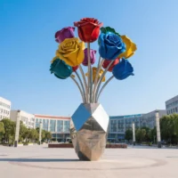 Colorful Giant Rose Sculpture
