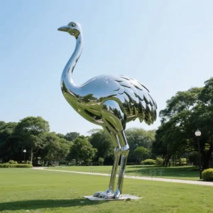 Garden Metal Ostrich Sculpture For Sale