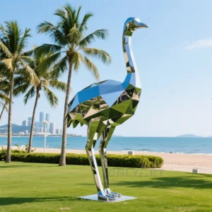 Geometric Metal Sculpture - Ostrich