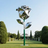 Geometric Shape Metal Art Rose Sculpture