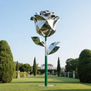 Geometric Shape Metal Art Rose Sculpture