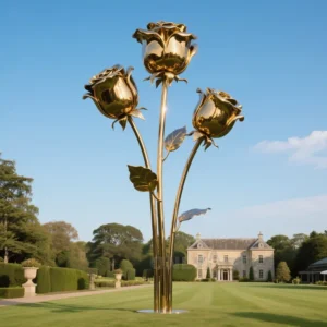 Gold Flower Rose Sculpture