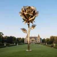 Gold Plated Rose Sculpture