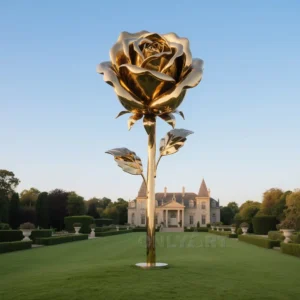 Gold Plated Rose Sculpture