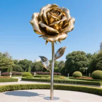 Gold Rose Flower Sculpture