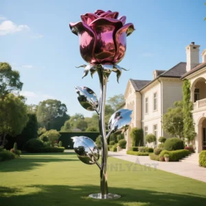 Handmade Metal Rose Flower For Outdoor