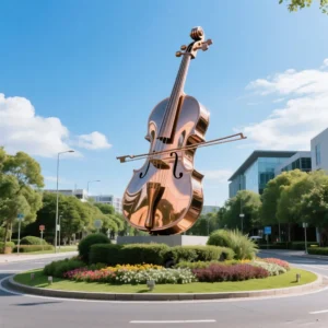 Large Brass Cello Sculpture For Outdoor