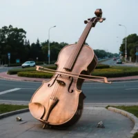 Large Bronze Cello Sculpture