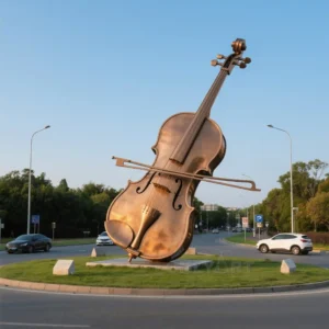 Large Bronze Violin Sculpture