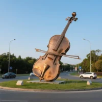 Large Bronze Violin Sculpture