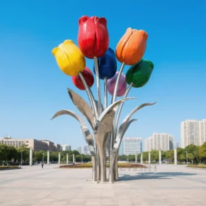 Large Metal Flower - Seven Colors Tulip Sculpture
