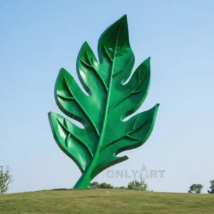 Large Metal Leaf Sculpture On Stand
