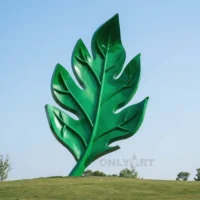 Large Metal Leaf Sculpture On Stand