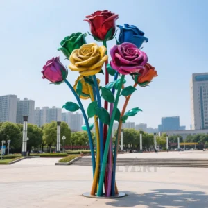 Large Multicoloured Roses Sculpture