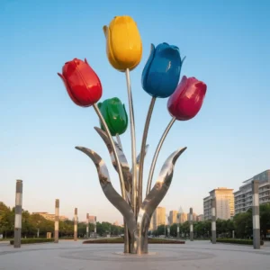 Large Painted Metal Flowers - Tulip