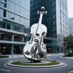 Large Stainless Steel Cello Sculpture