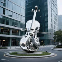 Large Stainless Steel Cello Sculpture