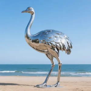 Metal Animal Ostrich Sculpture For Sale