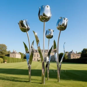 Metal Flower Yard Sculpture- Tulip