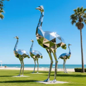 Metal Geometric Large Ostrich Sculpture
