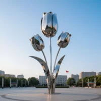 Metal Tulip Flower Sculpture