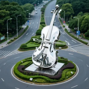 Metal Violin Music Sculpture For Outdoor