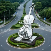Metal Violin Music Sculpture For Outdoor