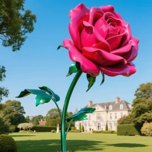 Pink Rose Made Out of Metal