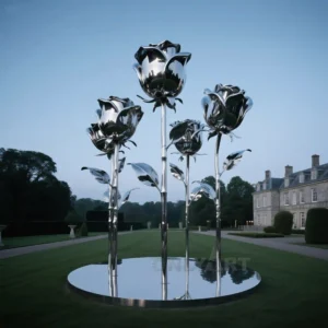 Rose Made of Metal Sculpture