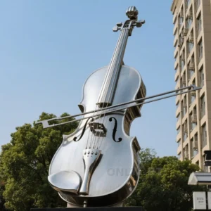 Stainless Steel Cello Sculpture For Outdoor