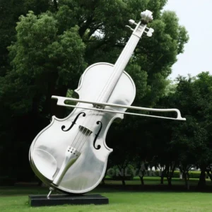 Stainless Steel Violin Sculpture For Music Hall