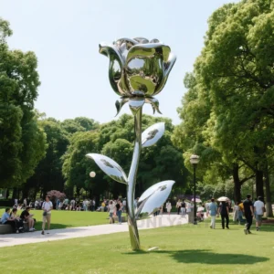 Steel Rose Forge Sculpture
