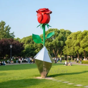 Tall Metal Garden Flowers - China Rose