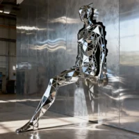 3D Abstract Metal Woman Sculpture