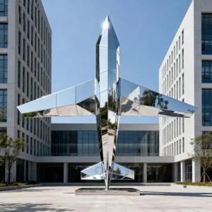 3D Geometric Outdoor Large Metal Airplane Sculpture