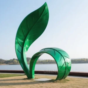 Abstract Metal Leaf Sculpture