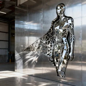 Abstract Wall Sculpture - Life Size Metal Woman Sculpture