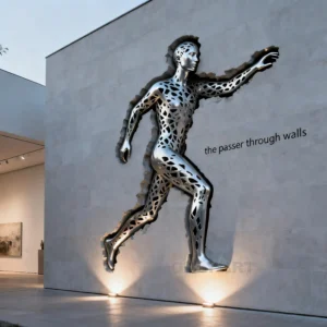 Art 3D Metal Through Wall Woman Sculpture