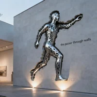 Art 3D Metal Through Wall Woman Sculpture