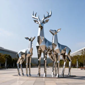 Art Deco Life Size Deer Statue For Outdoors