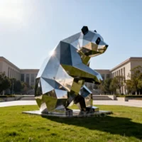 Big Metal Panda Bear Garden Statues
