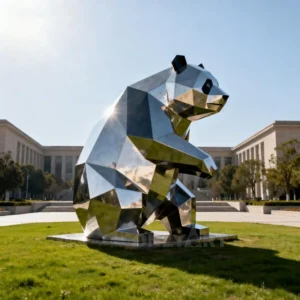 Big Metal Panda Bear Garden Statues